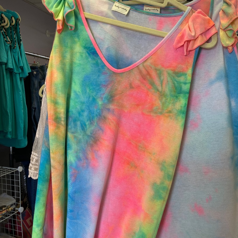 Neon Coral Tie Dye Tank